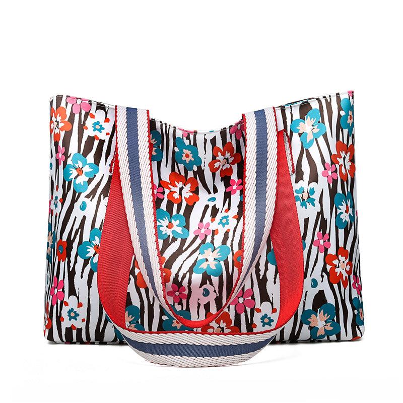 Colorblock Dot Print Tote Bag Large Butterfly Shoulder Bag