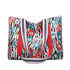 Colorblock Dot Print Tote Bag Large Butterfly Shoulder Bag