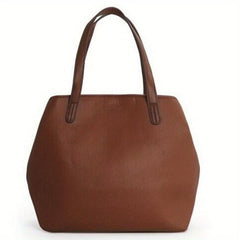 Large Capacity Tote Bag PU Leather Shoulder Bag for Shopping & Office