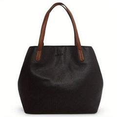 Large Capacity Tote Bag PU Leather Shoulder Bag for Shopping & Office