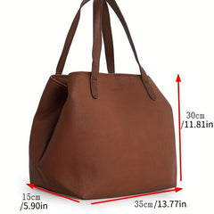Large Capacity Tote Bag PU Leather Shoulder Bag for Shopping & Office