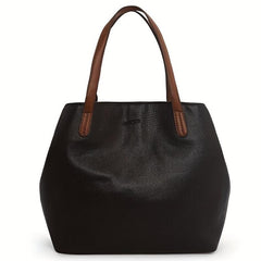 Large Capacity Tote Bag PU Leather Shoulder Bag for Shopping & Office