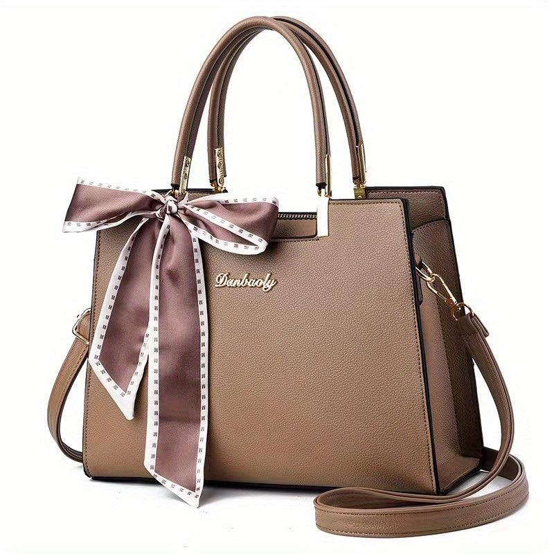 Women's Large Capacity Tote Bag with Scarf - Work Bag