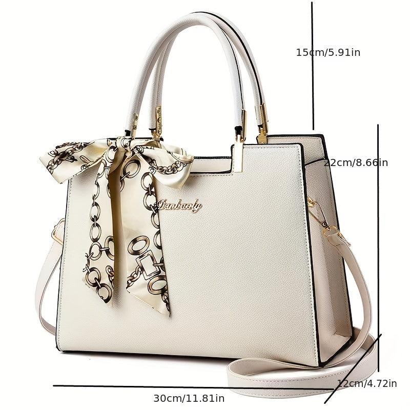 Women's Large Capacity Tote Bag with Scarf - Work Bag