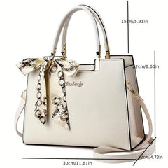 Women's Large Capacity Tote Bag with Scarf - Work Bag