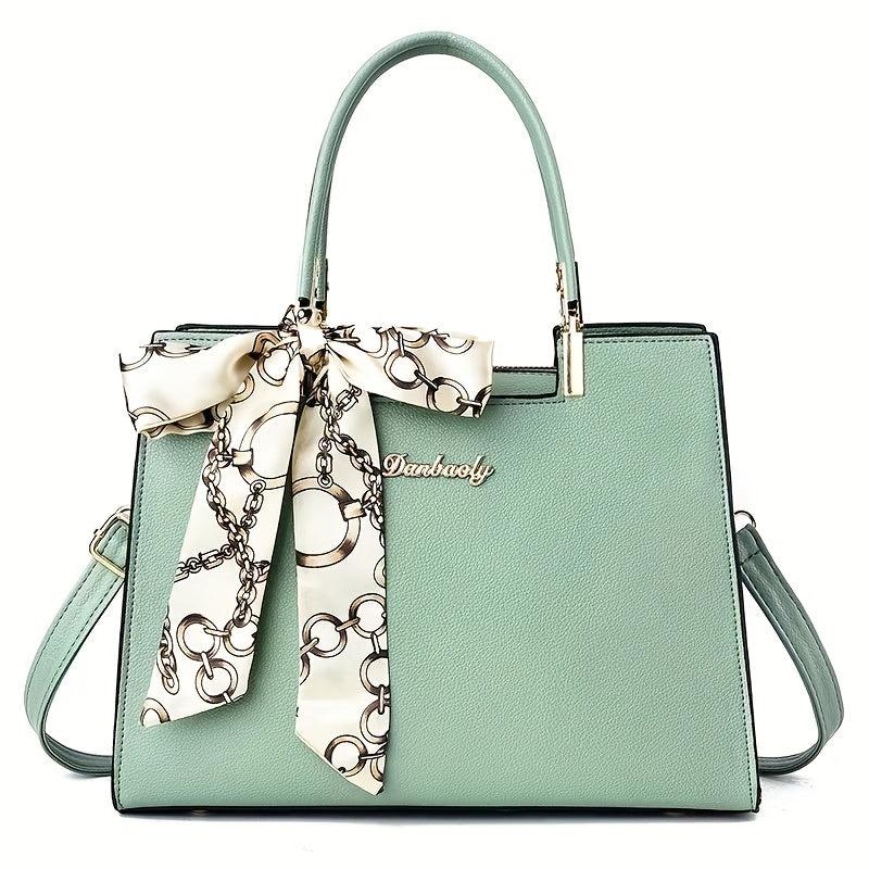 Women's Large Capacity Tote Bag with Scarf - Work Bag