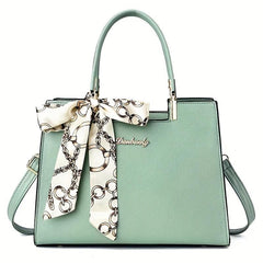 Women's Large Capacity Tote Bag with Scarf - Work Bag
