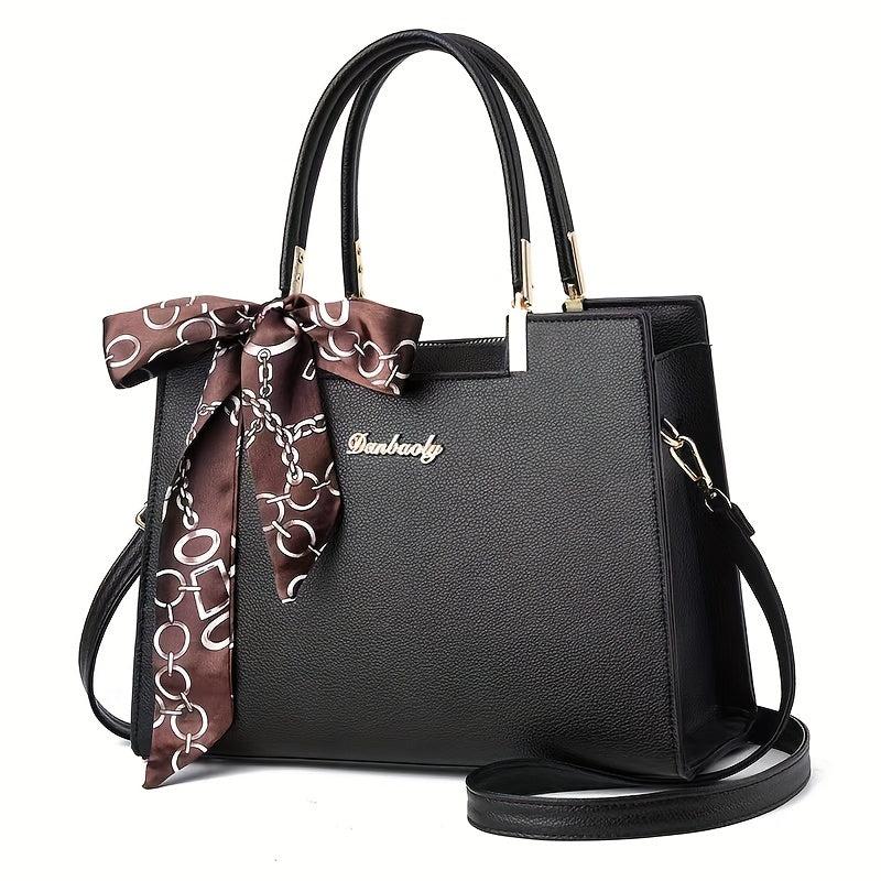 Women's Large Capacity Tote Bag with Scarf - Work Bag
