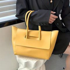 Large Capacity Vegan Leather Tote Bag for Women Solid Shoulder Bag