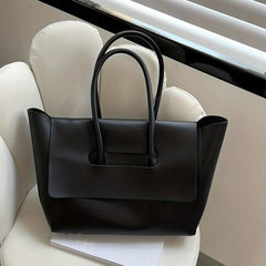 Large Capacity Vegan Leather Tote Bag for Women Solid Shoulder Bag