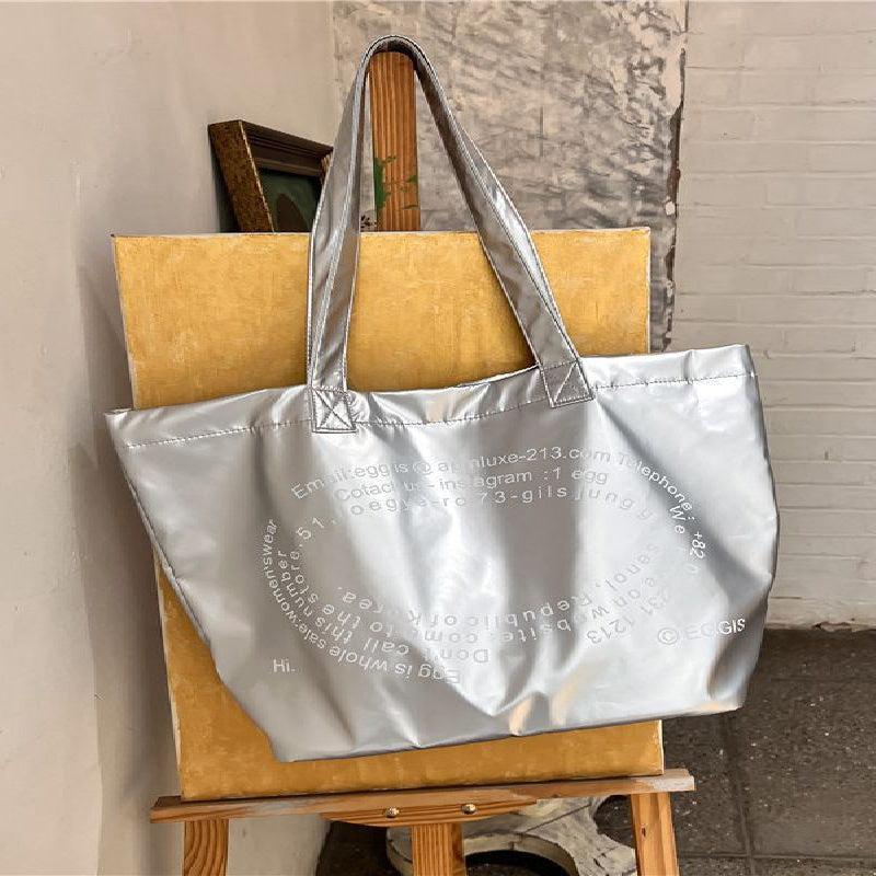 Metallic Handbag Large Capacity Shoulder Bag For Streetwear