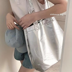 Metallic Handbag Large Capacity Shoulder Bag For Streetwear