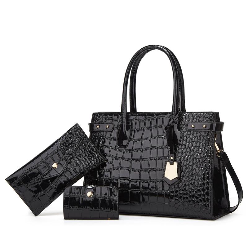 Crocodile Pattern Tote Bag Faux Leather Satchel Bag Sets
