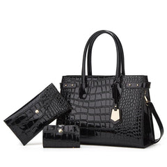 Crocodile Pattern Tote Bag Faux Leather Satchel Bag Sets