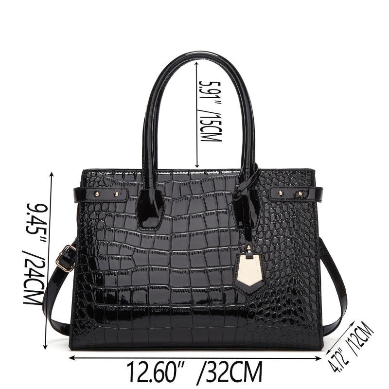 Crocodile Pattern Tote Bag Faux Leather Satchel Bag Sets