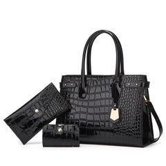 Crocodile Pattern Tote Bag Faux Leather Satchel Bag Sets
