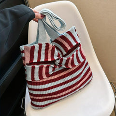 Stripes Crochet Shoulder Bag for Women