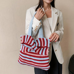 Stripes Crochet Shoulder Bag for Women
