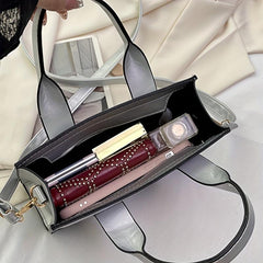 Letters Print Tote Bag Vegan Leather Satchel Purse