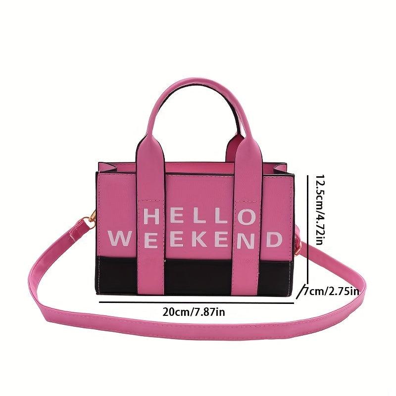 Letters Print Tote Bag Vegan Leather Satchel Purse