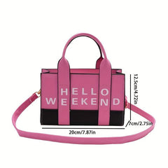 Letters Print Tote Bag Vegan Leather Satchel Purse