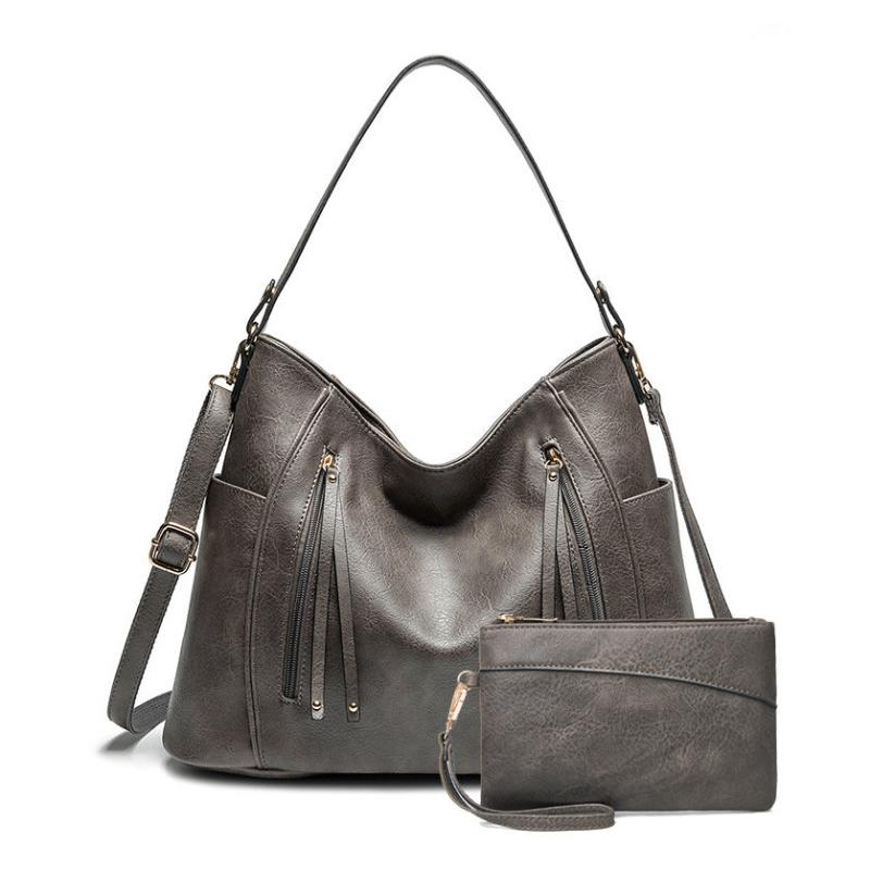 Front Zipper Tote Bag Women's Faux Leather Shoulder Bag