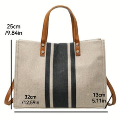 Business Canvas Tote Bag Large Capacity Portable Briefcase Shoulder Bag