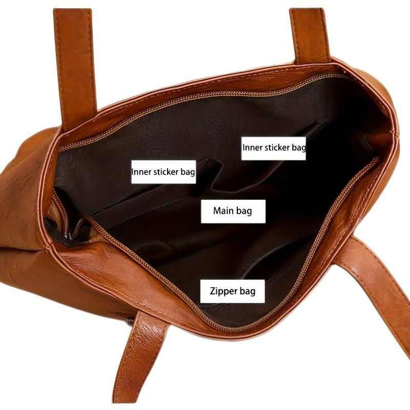 Vintage Ruched Tote Bag Large Capacity Shoulder Bag Women's Casual Handbags
