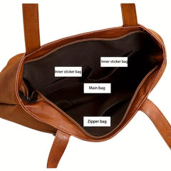 Vintage Ruched Tote Bag Large Capacity Shoulder Bag Women's Casual Handbags