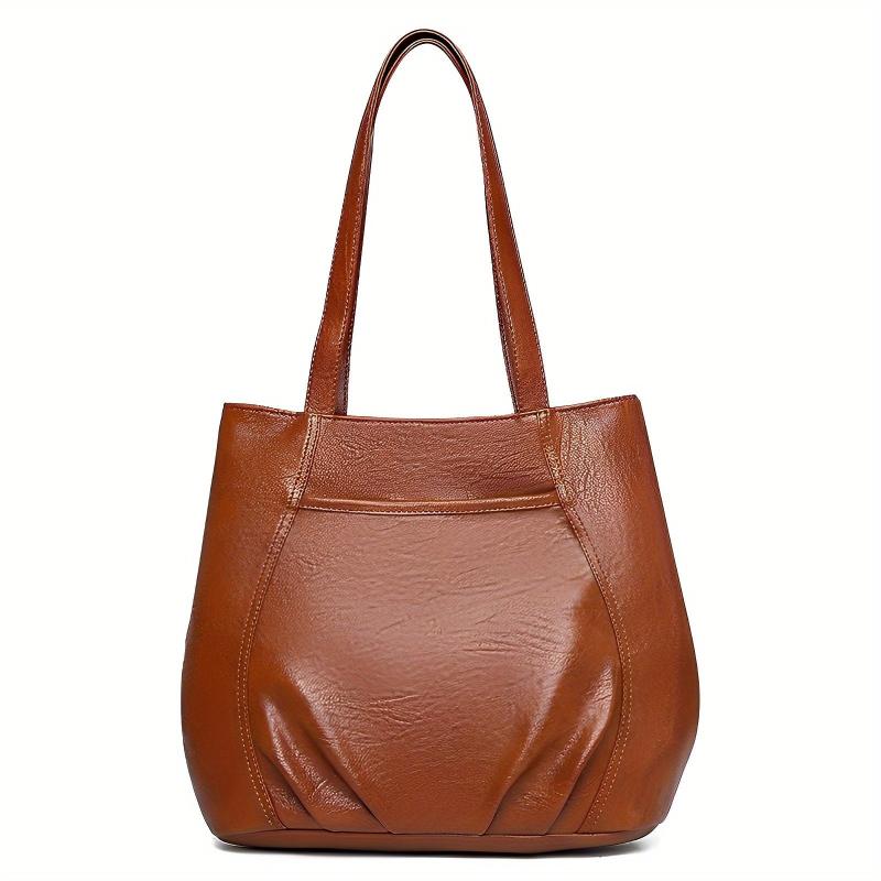 Vintage Ruched Tote Bag Large Capacity Shoulder Bag Women's Casual Handbags