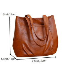 Vintage Ruched Tote Bag Large Capacity Shoulder Bag Women's Casual Handbags