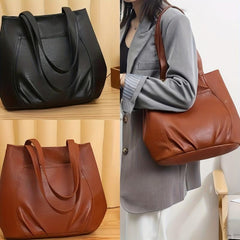 Vintage Ruched Tote Bag Large Capacity Shoulder Bag Women's Casual Handbags