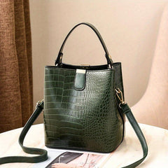 Retro Crocodile Pattern Handbag PU Leather Casual Shoulder Bag