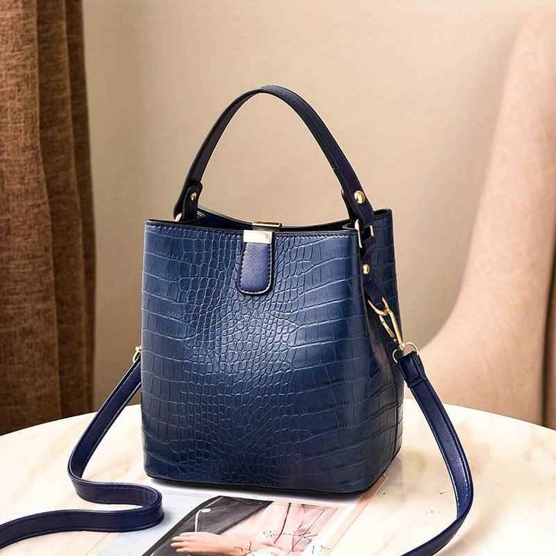 Retro Crocodile Pattern Handbag PU Leather Casual Shoulder Bag