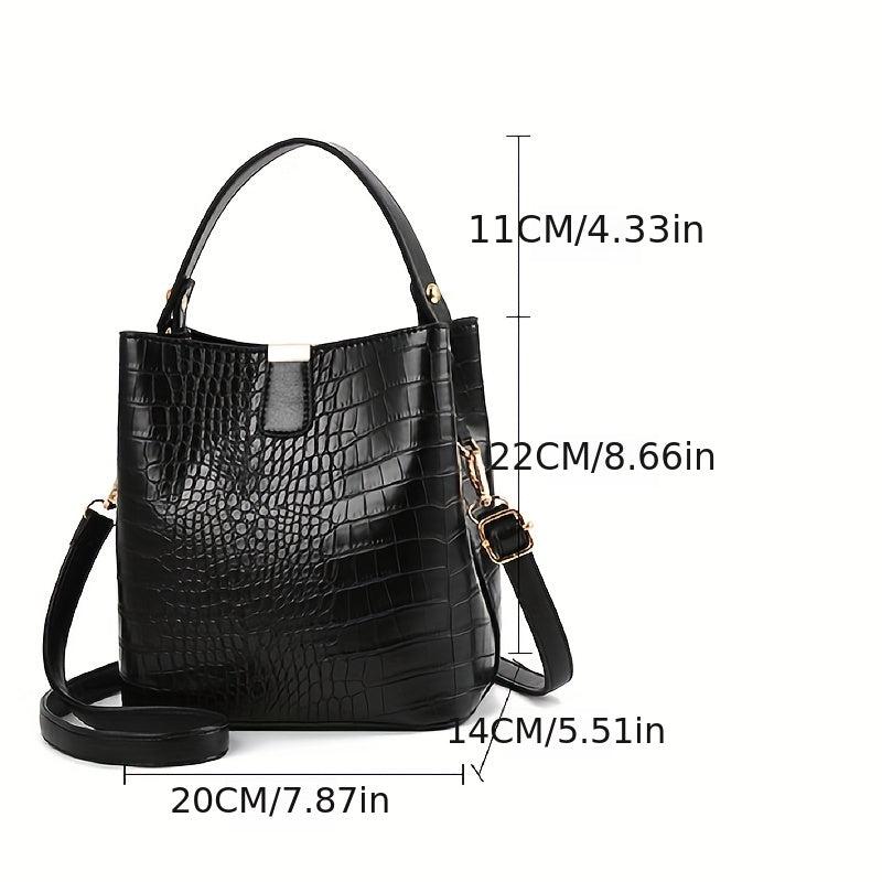 Retro Crocodile Pattern Handbag PU Leather Casual Shoulder Bag