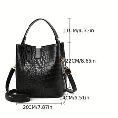 Retro Crocodile Pattern Handbag PU Leather Casual Shoulder Bag