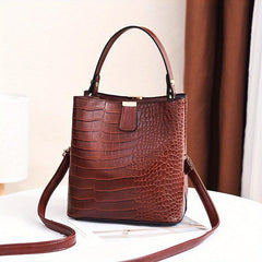 Retro Crocodile Pattern Handbag PU Leather Casual Shoulder Bag