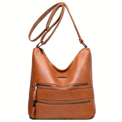 Large Capacity Tote Hobo Bag PU Leather Soft Shoulder Casual Commuter Bag