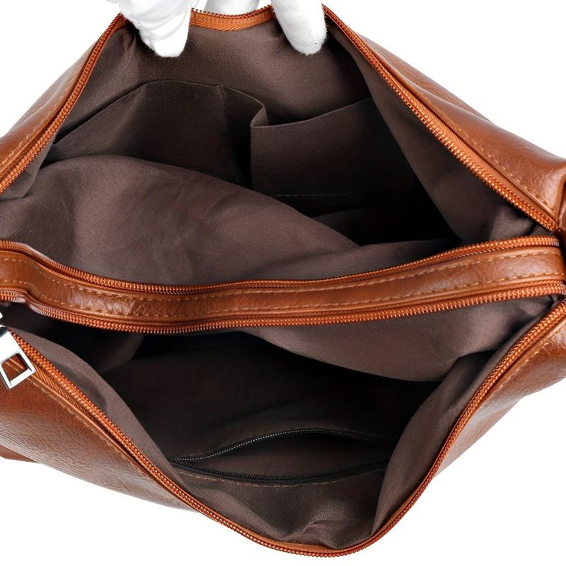 Large Capacity Tote Hobo Bag PU Leather Soft Shoulder Casual Commuter Bag