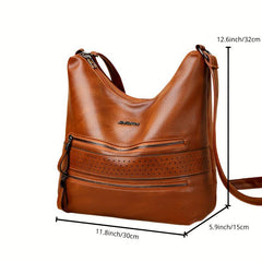 Large Capacity Tote Hobo Bag PU Leather Soft Shoulder Casual Commuter Bag
