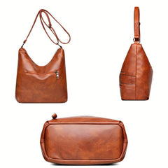 Large Capacity Tote Hobo Bag PU Leather Soft Shoulder Casual Commuter Bag