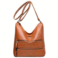 Large Capacity Tote Hobo Bag PU Leather Soft Shoulder Casual Commuter Bag