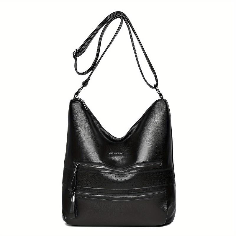 Large Capacity Tote Hobo Bag PU Leather Soft Shoulder Casual Commuter Bag
