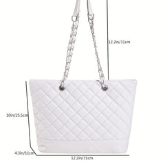 Large Capacity Rhombus Pattern Tote Shoulder Bag