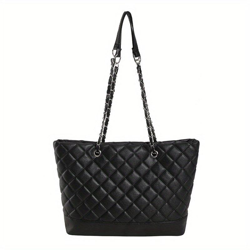 Large Capacity Rhombus Pattern Tote Shoulder Bag