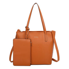 Faux Leather Tote Bag with Letter Detail & Coin Purse Set
