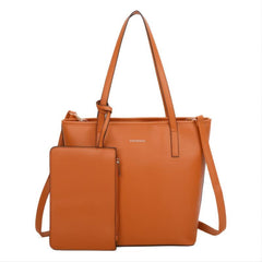 Faux Leather Tote Bag with Letter Detail & Coin Purse Set