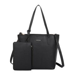 Faux Leather Tote Bag with Letter Detail & Coin Purse Set