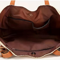 Straw Woven Summer Tote Bag Large Capacity Beach Shoulder Bag