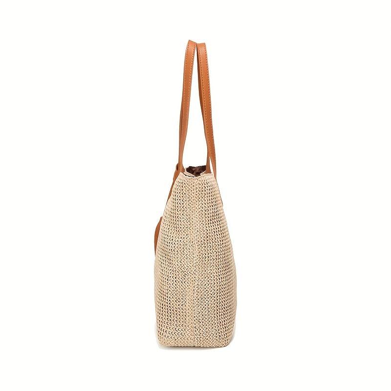 Straw Woven Summer Tote Bag Large Capacity Beach Shoulder Bag
